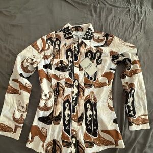 Women's Western Button Down Shirt - Brown and Black. Wrangler Retro